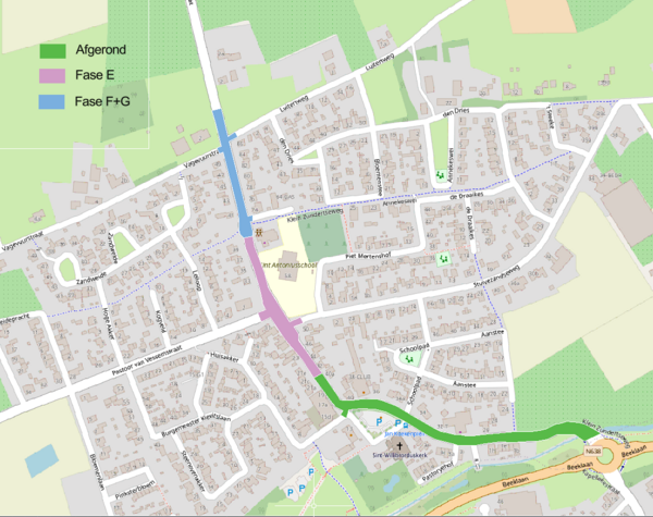 Klein Zundertseweg, onderverdeeld in afgerond én fase E t/m F